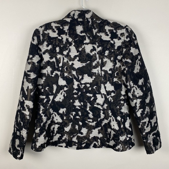 Lafayette 148 Womens Abstract Camo Wool Blend Blazer Jacket Size 10 Metallic - Picture 3 of 13